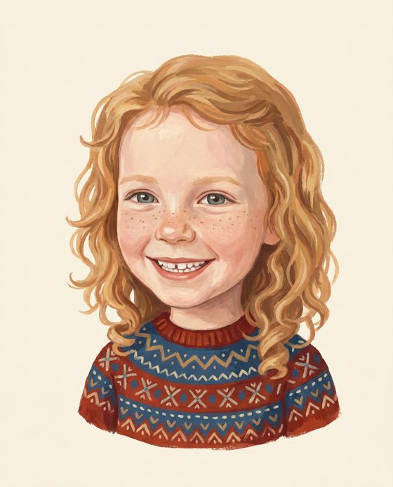 Nora illustrated as a Fjordhaven character